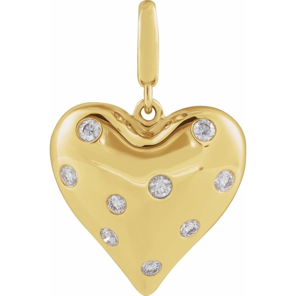 14K Yellow 1/6 CTW Natural Diamond Puffy Heart Charm/Pendant